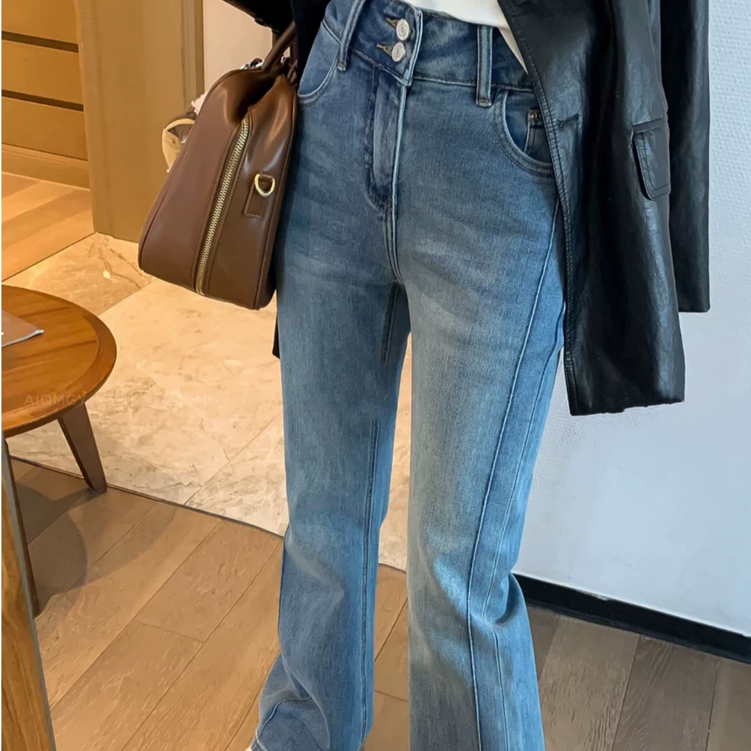 欢欢 自留款春季高腰微喇牛仔裤25-30码279