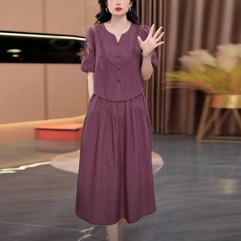 冰竹丝气质轻奢高级感女装2025夏季新款时尚洋气假两件显瘦连衣裙