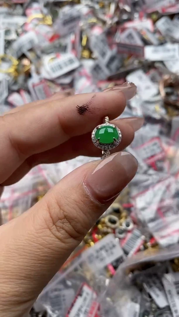 【闪购商品】翡翠戒指银S925镶嵌5555---7
