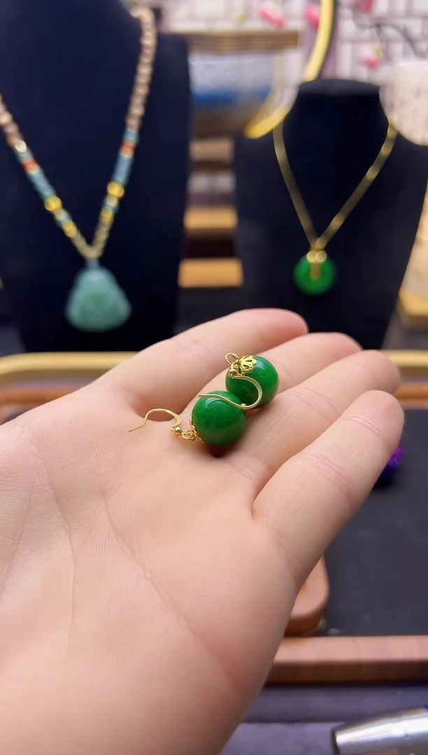 【闪购商品】翡翠耳饰14K金镶嵌E333