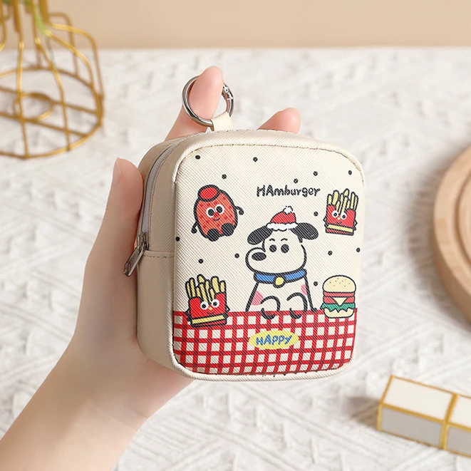 个性创意薯条狗钥匙收纳小挂包外出便携带挂扣耳机收纳家用钥匙包