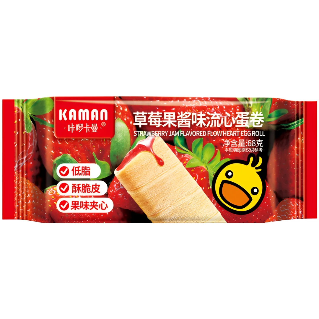 9.9元3盒×68g·咔啰卡曼·流心蛋卷巧克力、草莓味