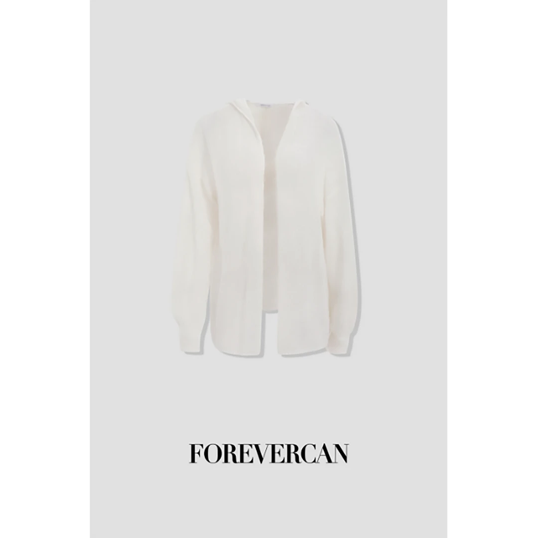 FOREVERCAN“白露栀子”风安哥拉极幼马海毛连帽开衫外套 MY3693B