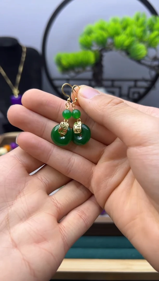 【闪购商品】翡翠耳饰14K金镶嵌E271