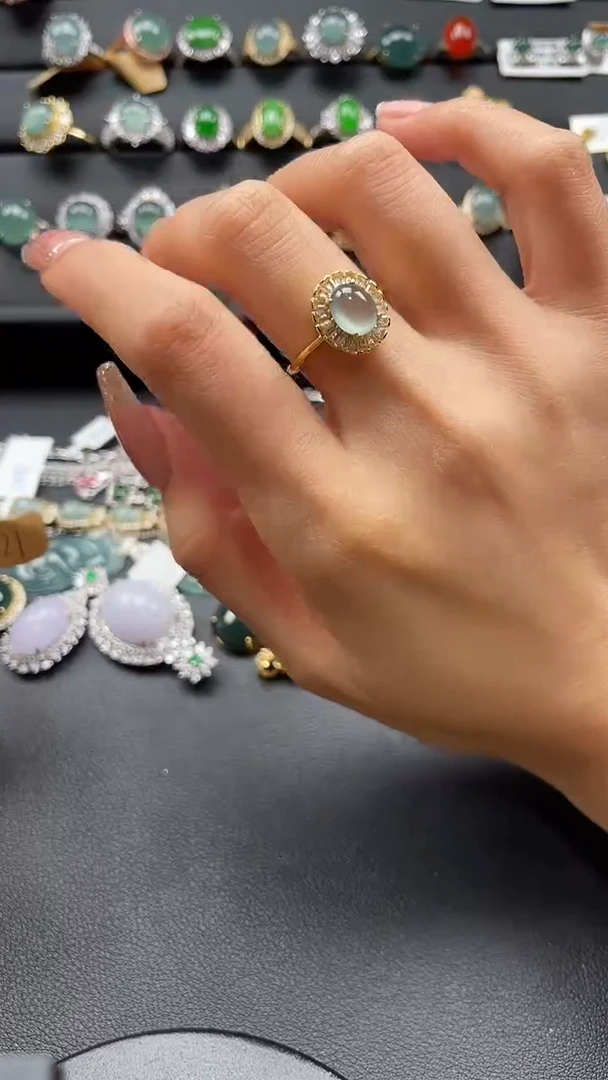 【闪购商品】翡翠戒指银S925镶嵌35643