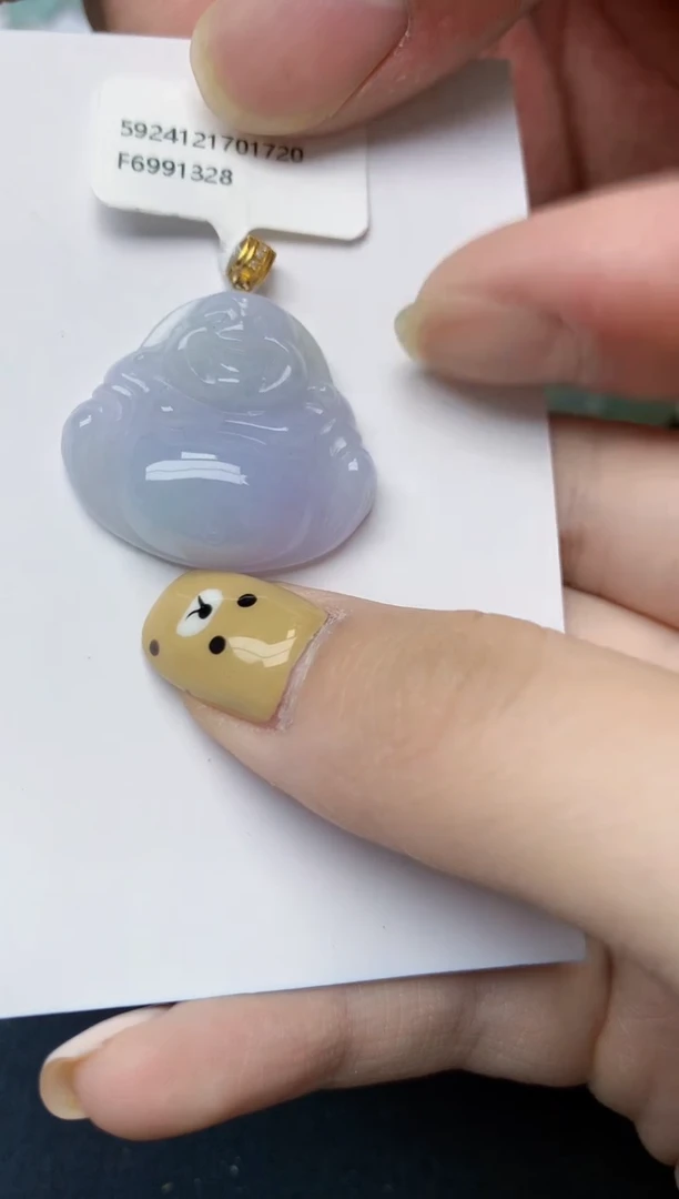 翡翠18K金镶嵌颈饰天然翡翠A货