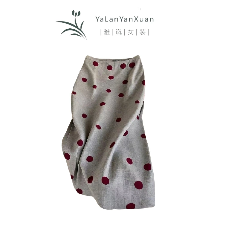 【雅岚女装】时尚洋气显瘦灰色波点裙子直筒半身裙气质高腰百搭休闲