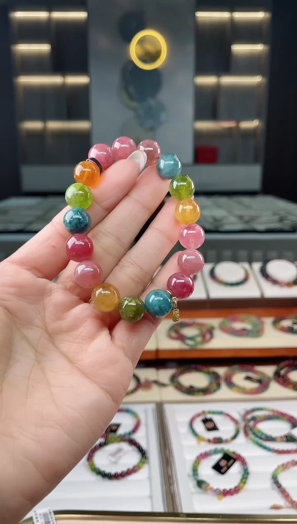 未镶嵌老矿碧玺彩虹单圈手串11mm+碧玺多样性发一条T