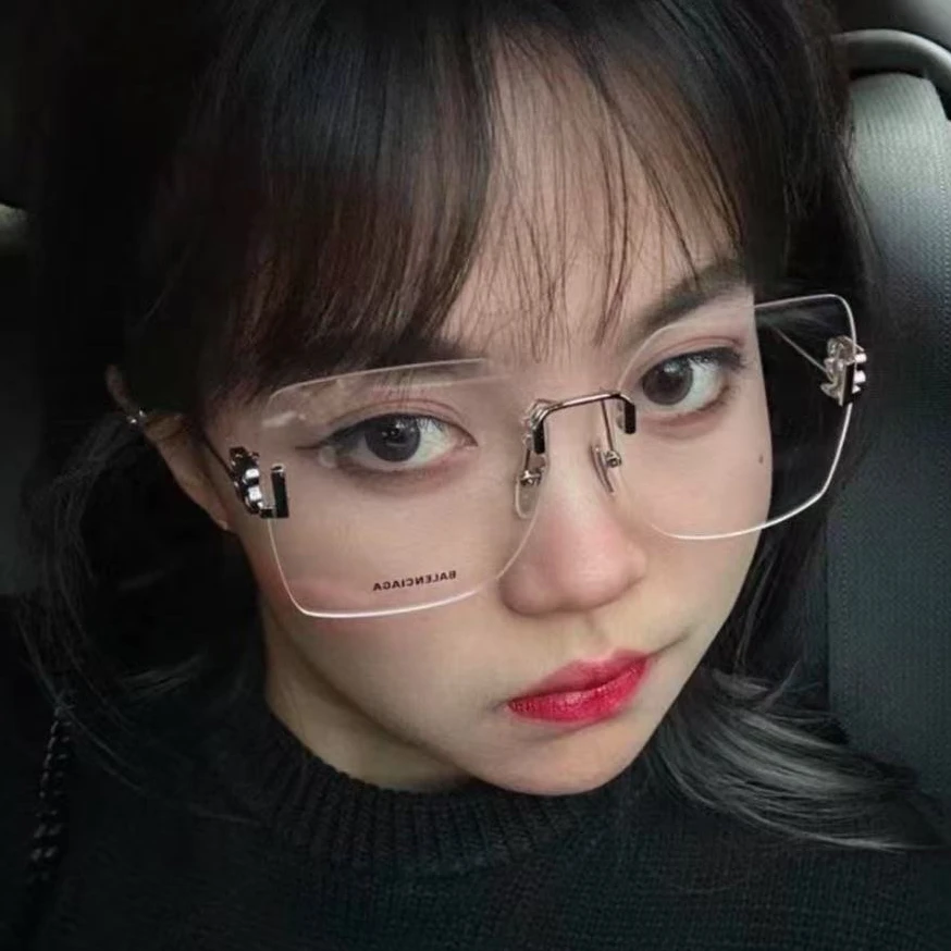 全新未使用 Balenciaga/巴黎世家 无框设计金属方形光学眼镜/UNI