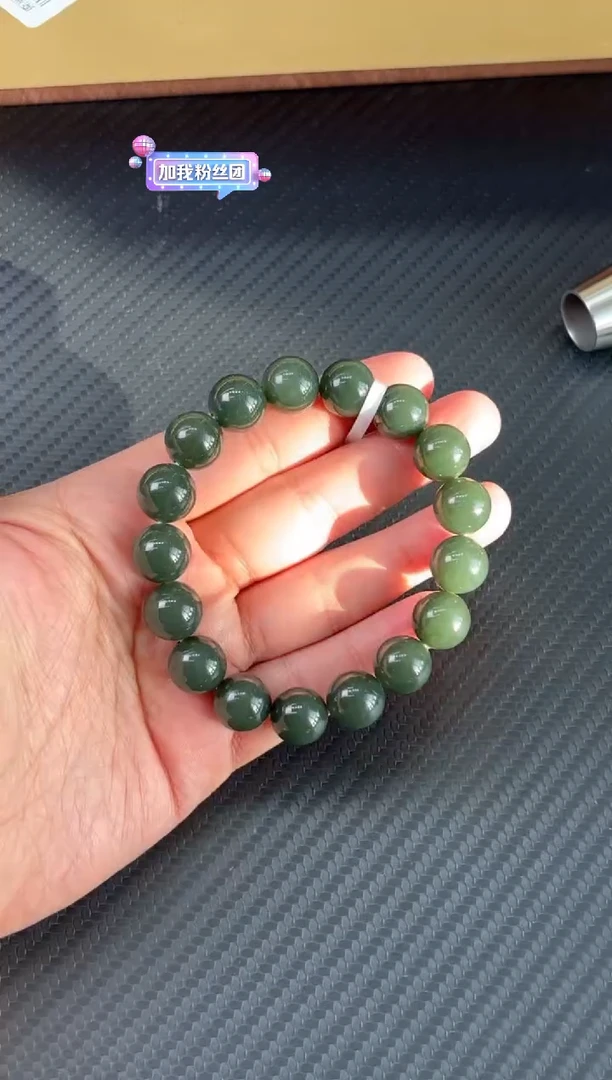 未镶嵌手串和田玉叶城微色差卡12m