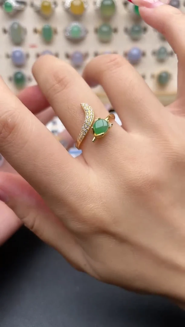 【闪购商品】翡翠戒指银S925镶嵌一物一证一礼盒