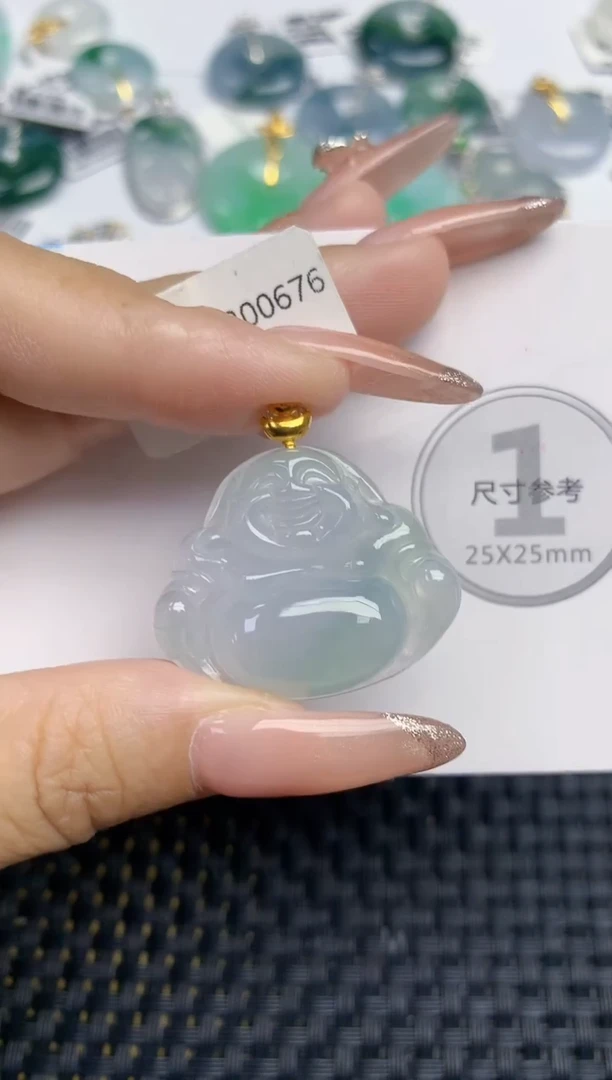 颈饰18K金镶嵌翡翠天然缅甸A货翡翠百元以上9元证书费自理