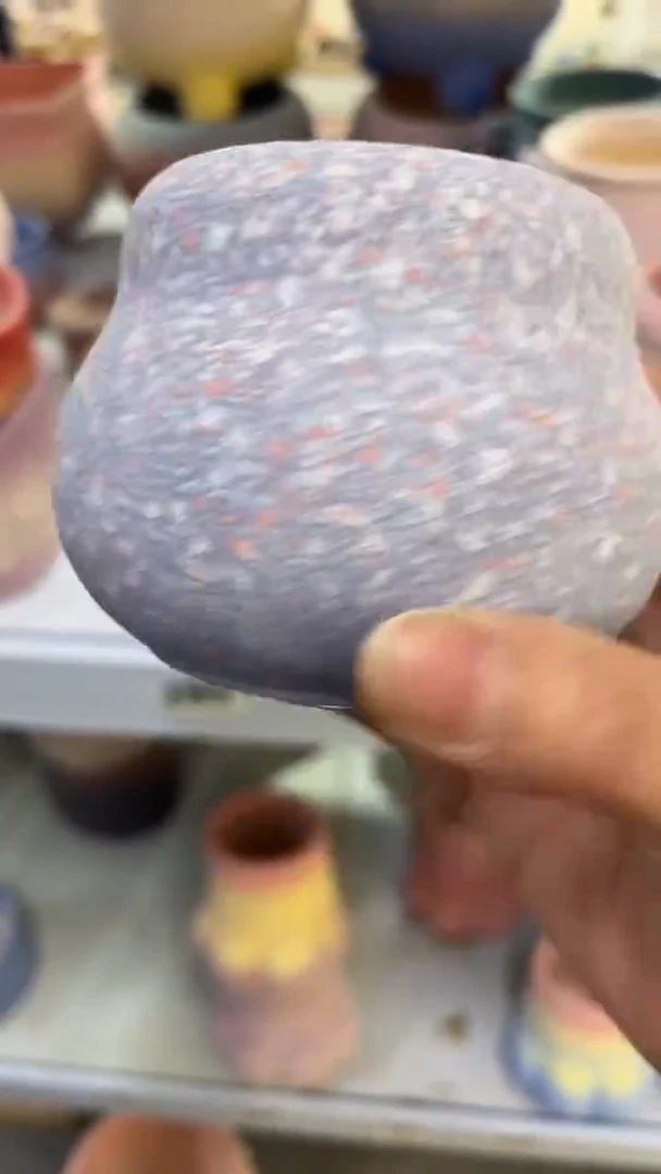 麦饭石粗陶多肉花盆6*6