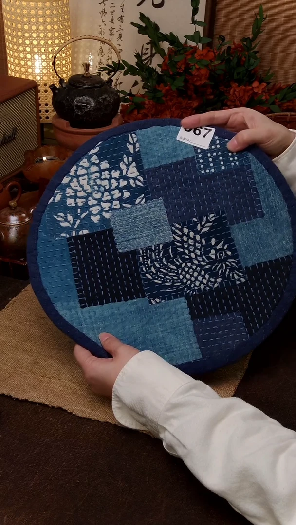 Cici手作刺子绣柿染壶垫杯垫-067