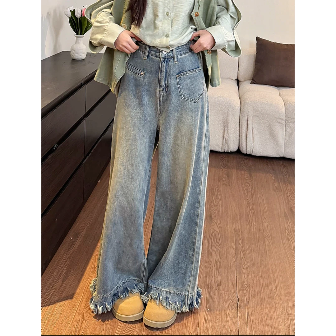 裤子【古蓝】VGVL牛仔裤春季新款百搭牛仔裤女