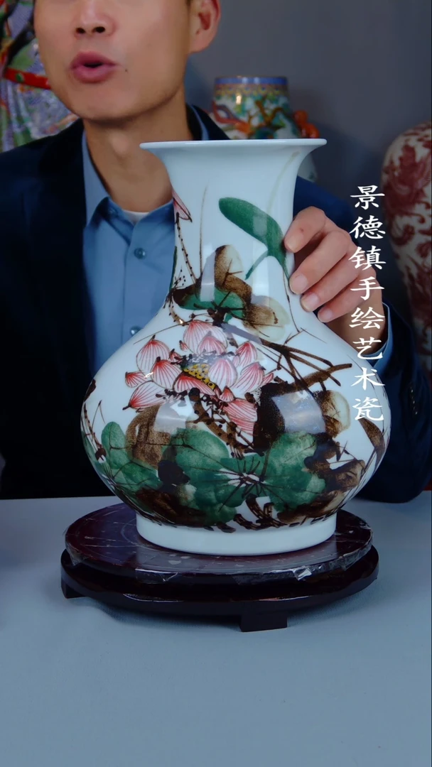 瓶陶景德镇手工手绘陶瓷摆件6