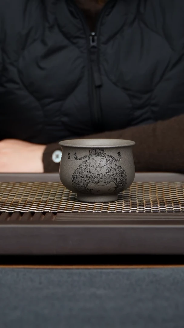 茶杯紫泥炉式杯原矿零添加青灰紫泥全手工制作150毫升