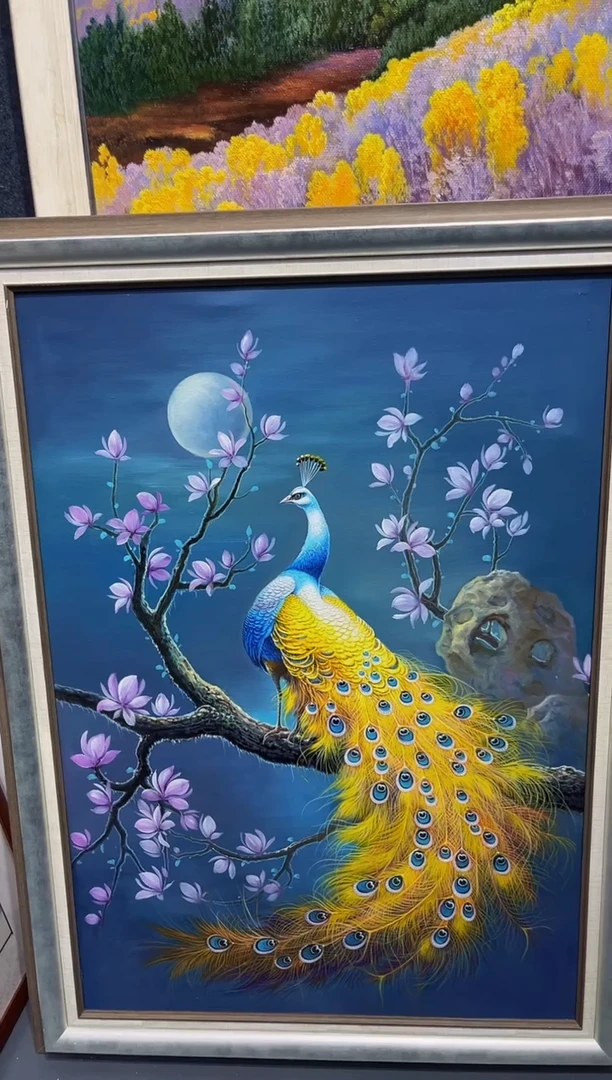 【闪购商品】油画12号手绘油画70*100孔雀