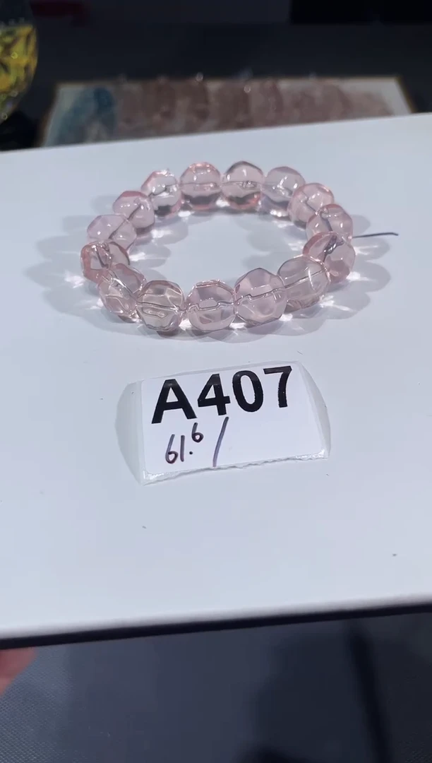 未镶嵌手链水晶A407冰橘粉水晶菠萝珠手链