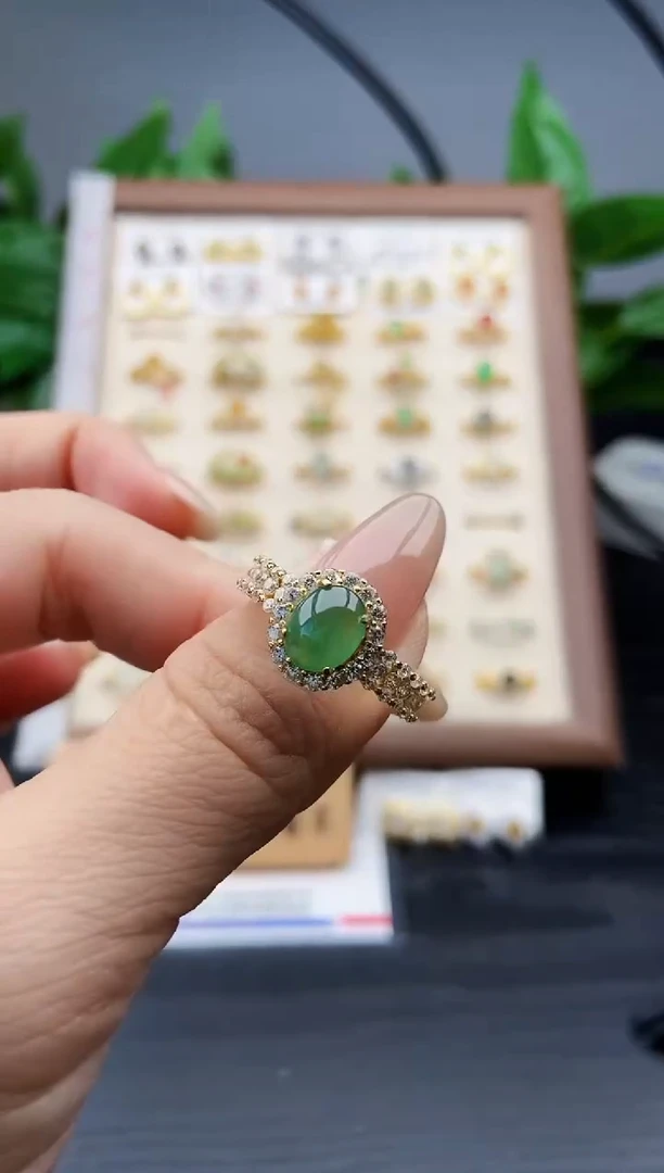 银S925镶嵌戒指翡翠12