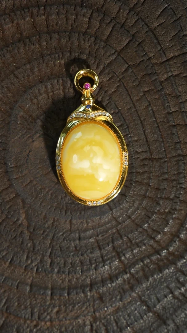 银S925镶嵌吊坠(赠链)蜜蜡白蜡
