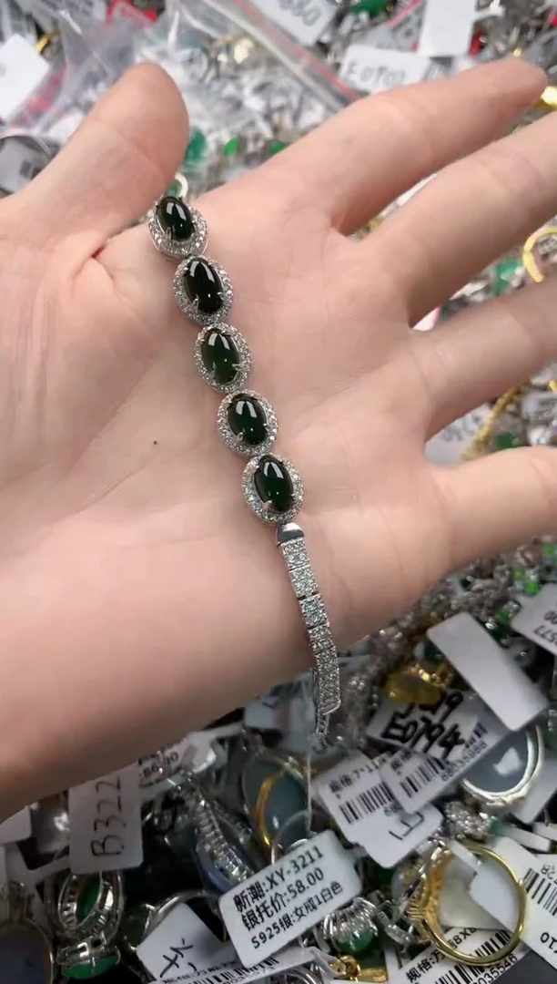 银S925镶嵌戒指翡翠555  3