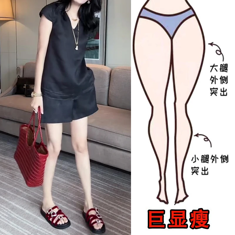 2025夏季薄款大码女装休闲时尚两件套装胖妹妹显瘦短袖上衣+短裤