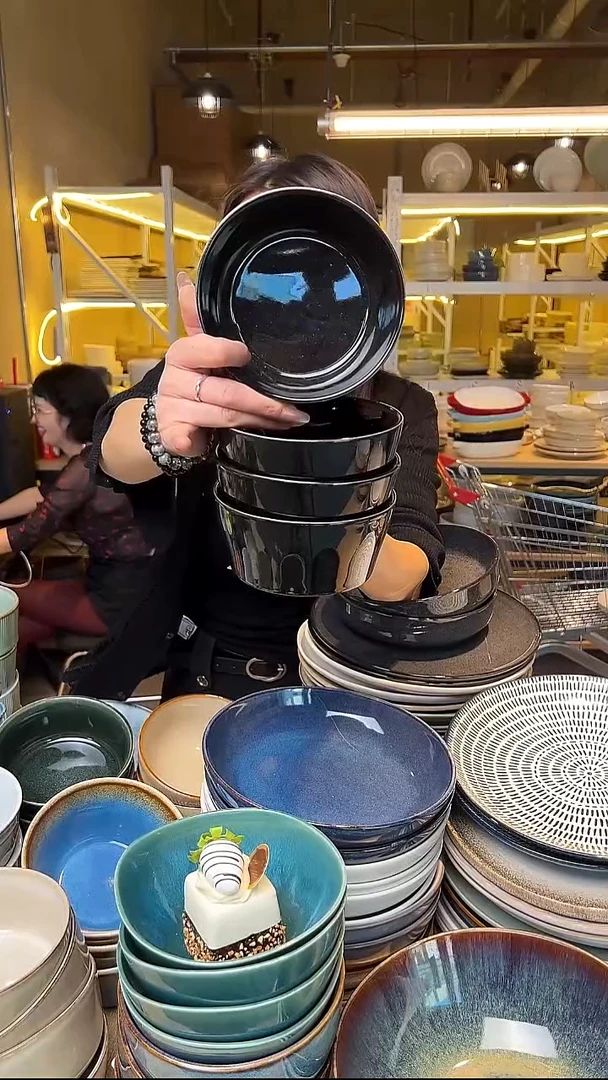 瓷145外贸尾货高温釉下彩陶瓷餐具默认微瑕