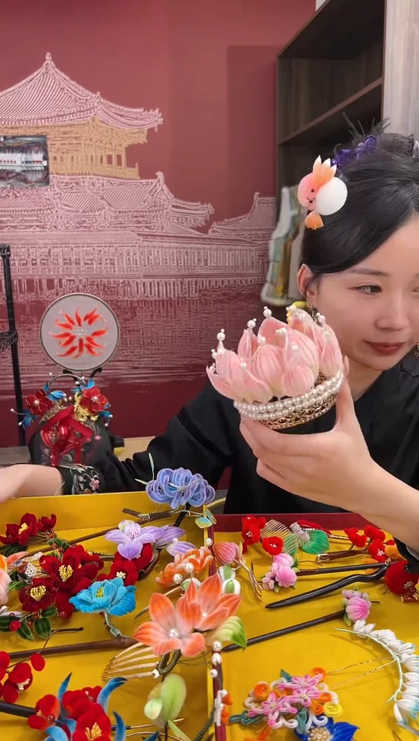 【闪购商品】刺绣非遗绒花（发饰）