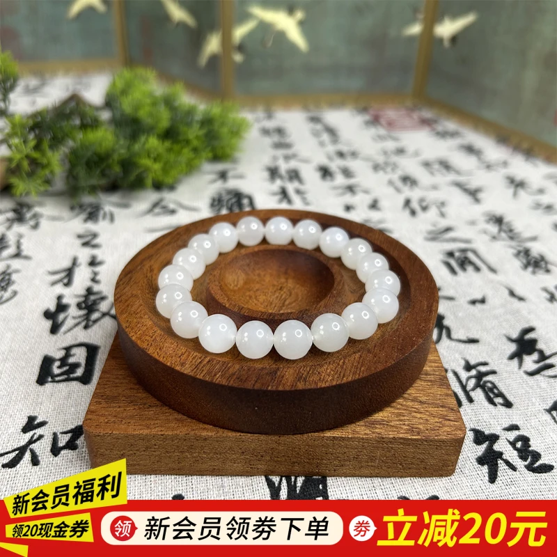 【左氏珠宝】 旗舰店专属1321和田玉白玉手串10mm单圈白色