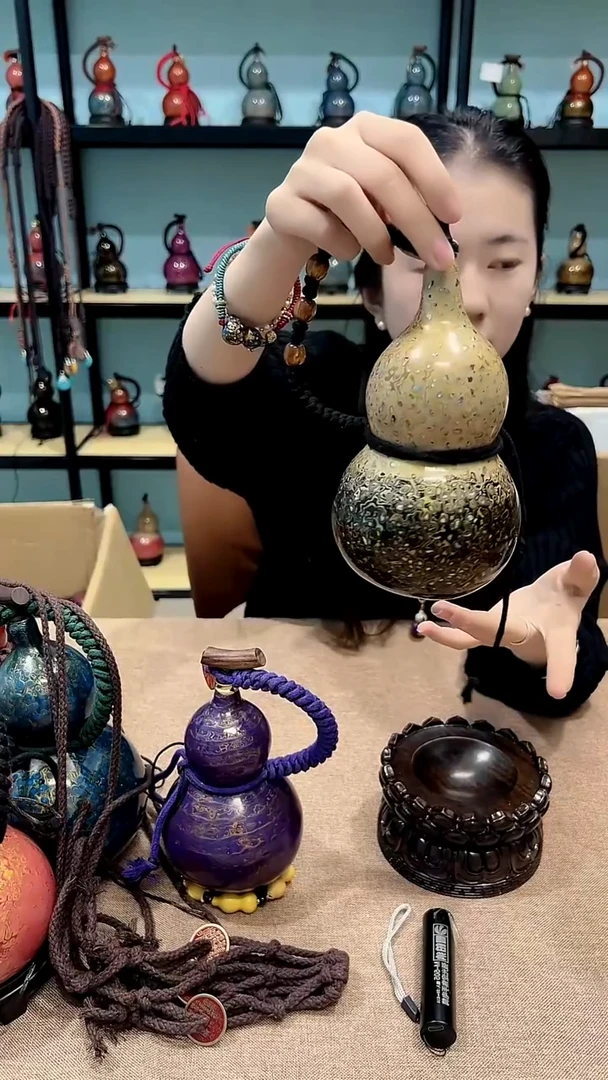 大漆工艺品黑白大漆螺钿镶嵌 酒壶