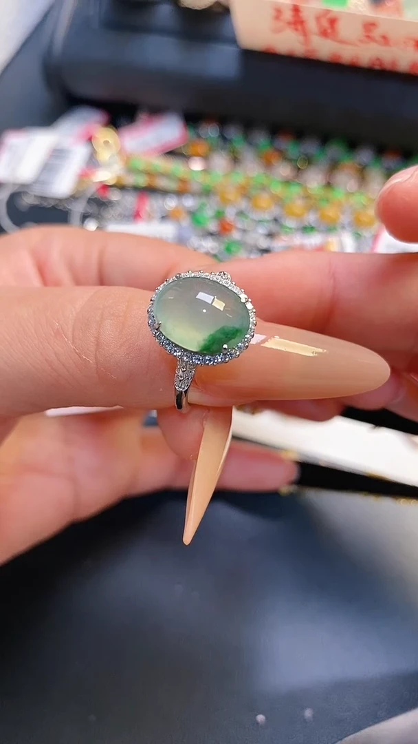 银S925镶嵌戒指翡翠天然