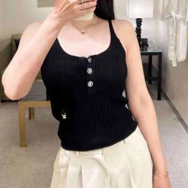 99新 Chanel/香奈儿 38码22P黑色无袖针织背心