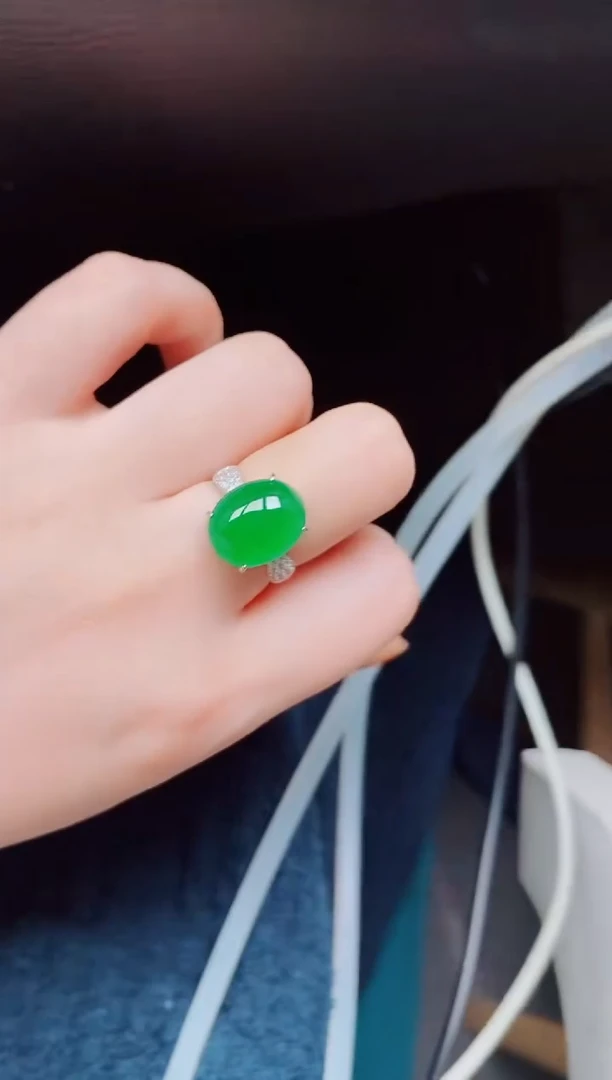 【闪购商品】翡翠戒指银S925镶嵌天然a货翡翠439