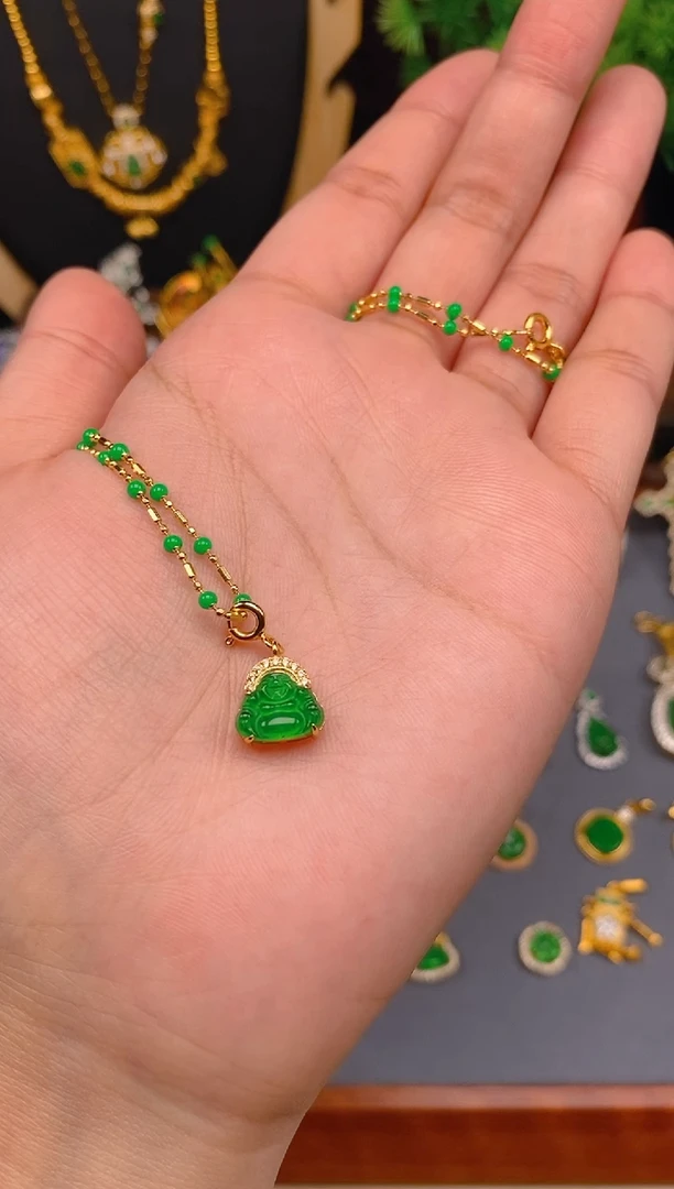 【闪购商品】翡翠吊坠(不含链)银S925镶嵌佛公万能扣