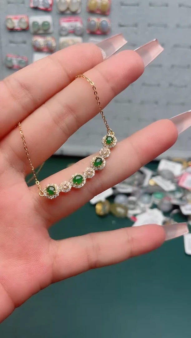 翡翠银S925镶嵌吊坠(不含链)、