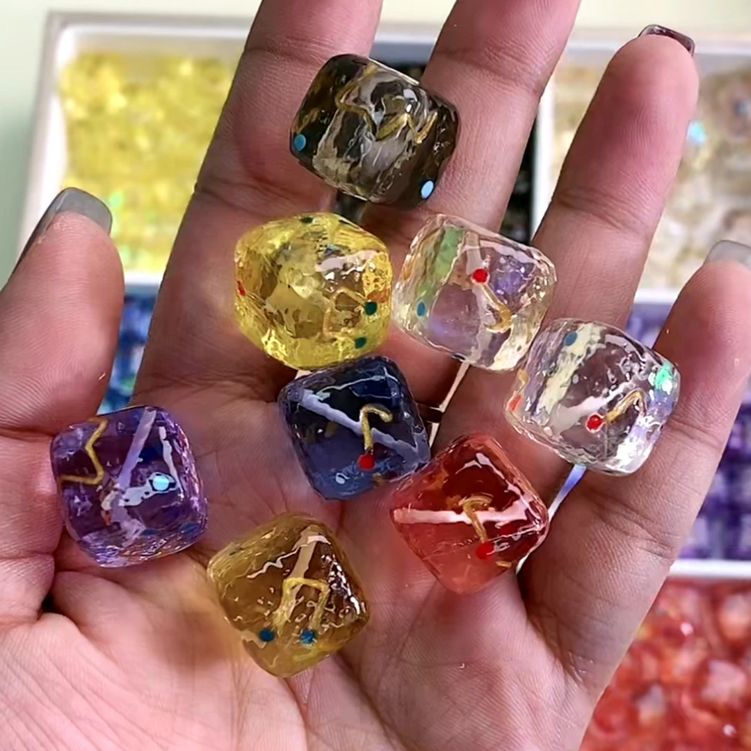 DIY饰品配饰 韩国胶定制珠 透色发光音符♬方块 斜孔散珠手作材料