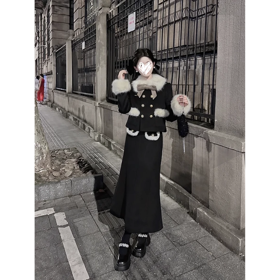 2025秋冬新款法式气质名媛小香风外套长裙财阀千金两件套套装女