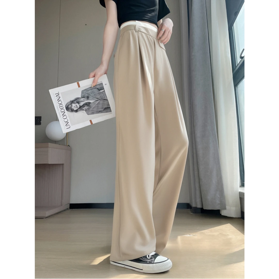 高腰阔腿裤女夏季新款时尚垂坠感宽松直筒显瘦百搭长裤子