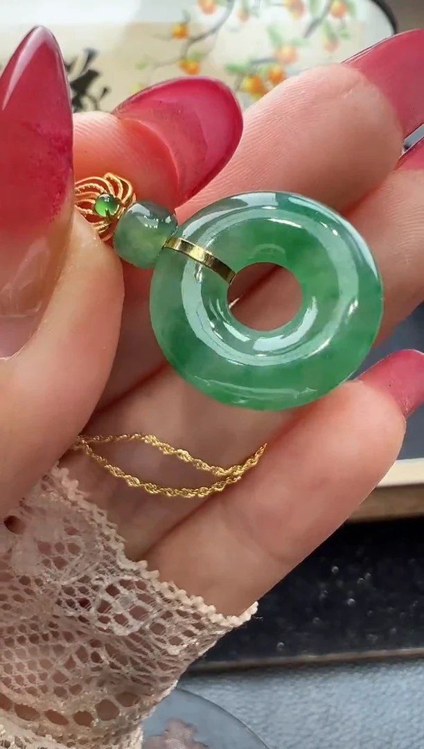 吊坠(不含链)18K金镶嵌翡翠勿拍