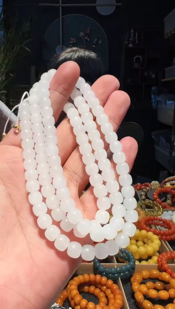 手串未镶嵌和田玉8+108多圈95