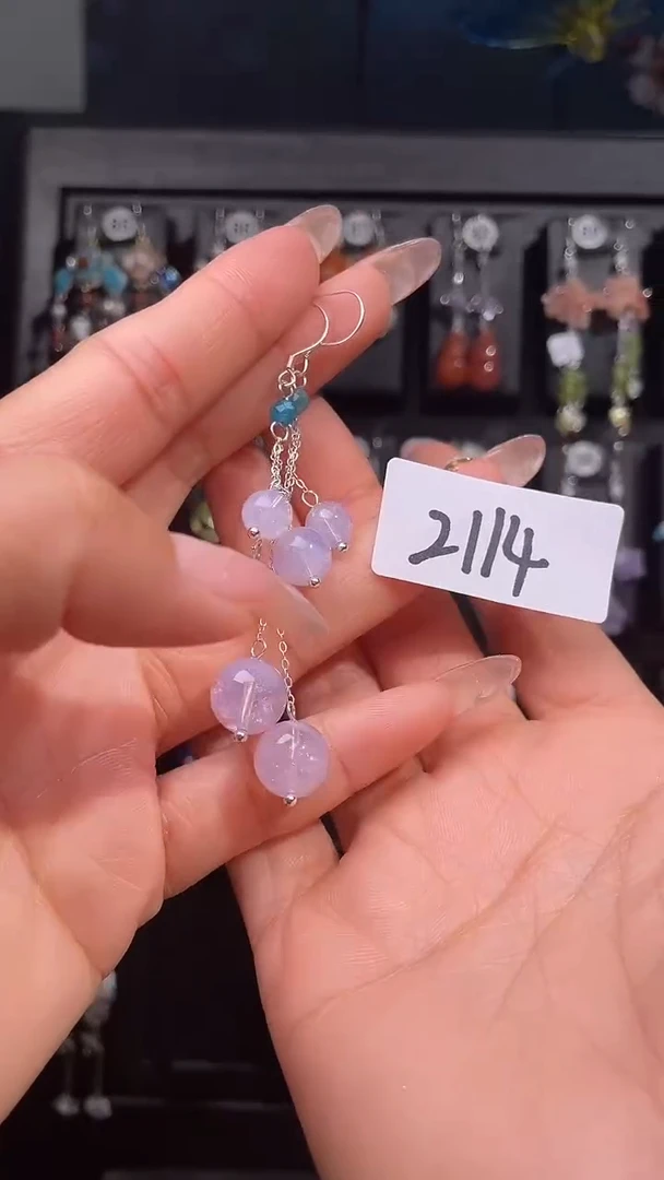 银S925镶嵌耳饰紫晶喜欢拍