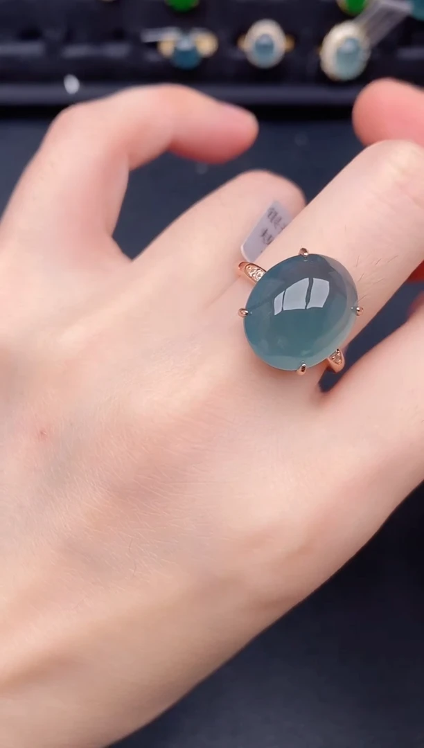 银S925镶嵌戒指翡翠天然a货翡翠301