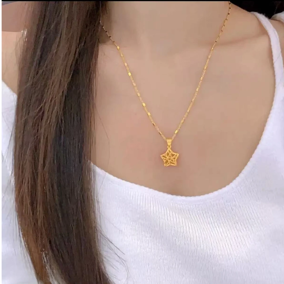 钛钢项链 【星光链+幸运星吊坠】星光链镂空星星项链锁骨链气质精美