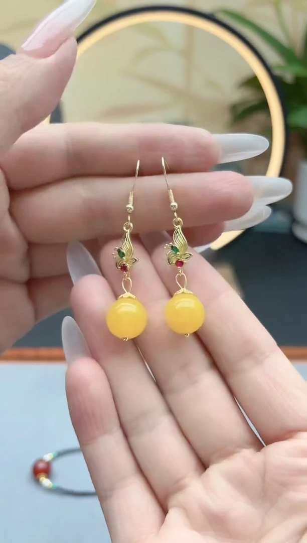 玛瑙/玉髓耳饰银S925镶嵌8852