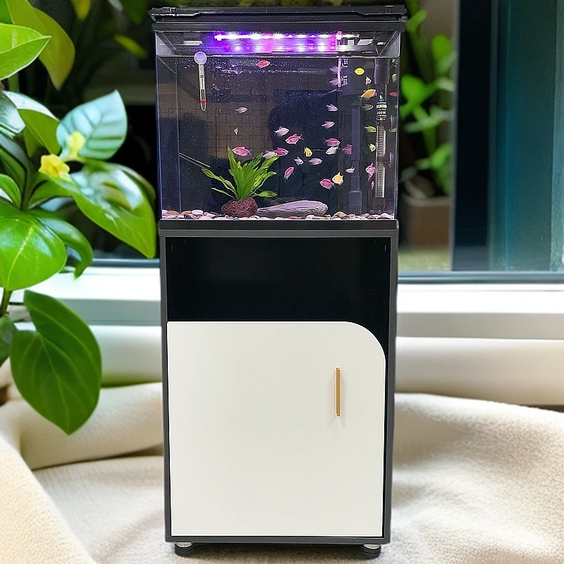 新品50超白玻璃生态水族箱客厅落地懒人金鱼缸客厅家用