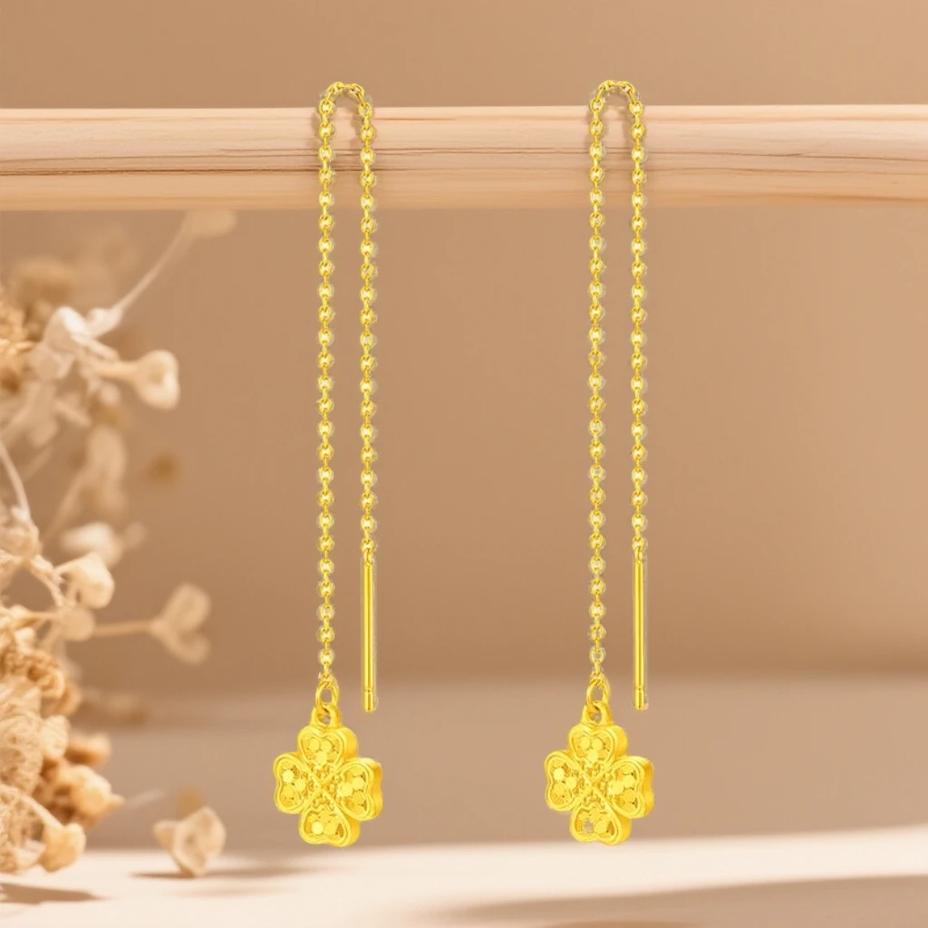 925银耳饰 【金牌主播专享】925银龙鳞四叶草耳线YE949