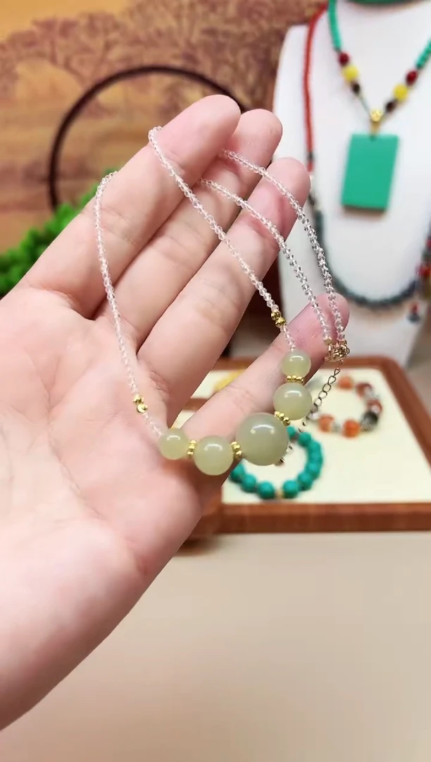 和田玉14K金镶嵌颈饰X116