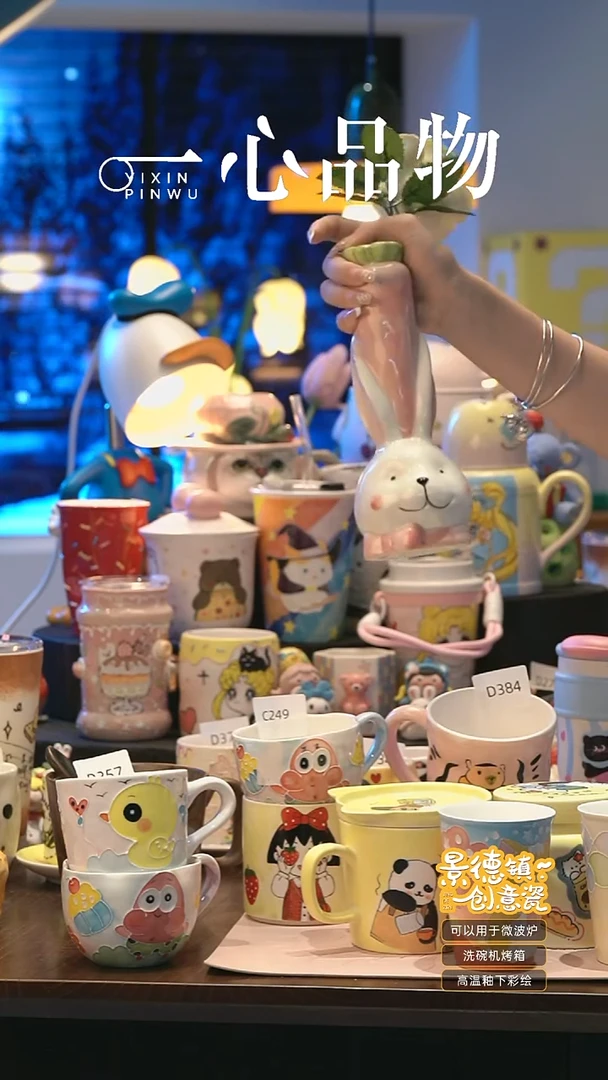 摆件 A195景德镇手工手绘杯子摆件