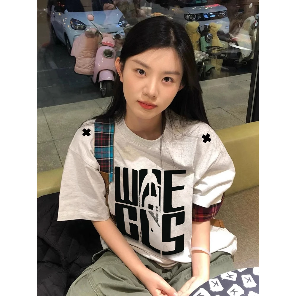 美式复古运动风重工刺绣纯棉短袖t恤男女潮牌新款宽松情侣上衣